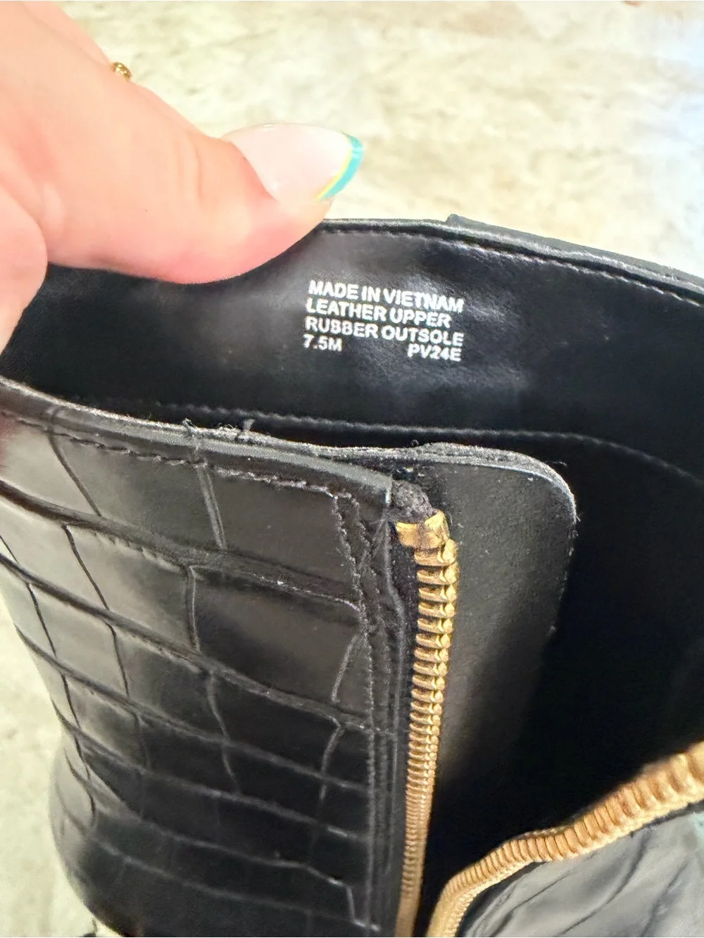 Michael Kors Croc-Embossed Black Leather Ankle Boots with Kitten Heel